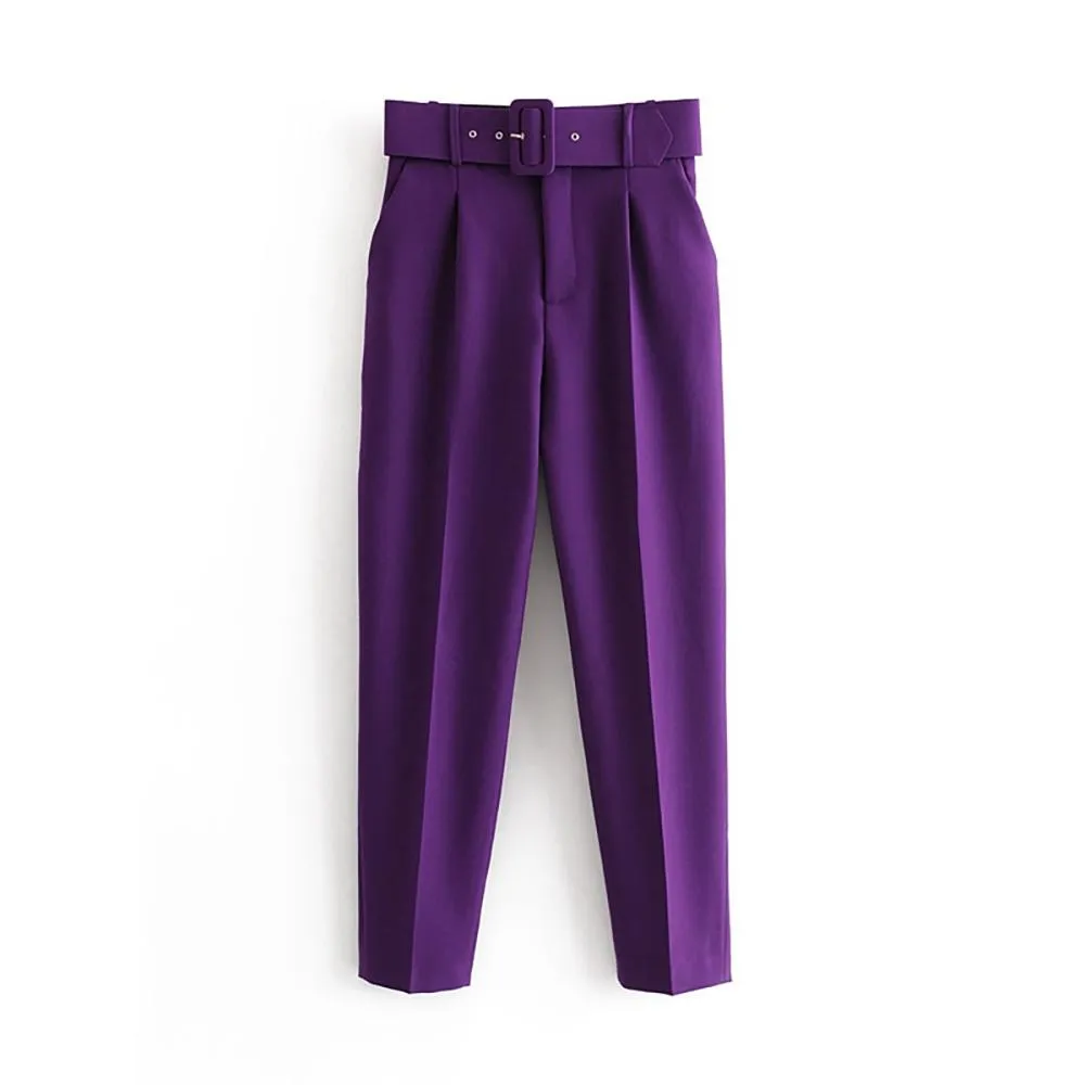 Hip and Trendy High Waist Belted Suit Pants