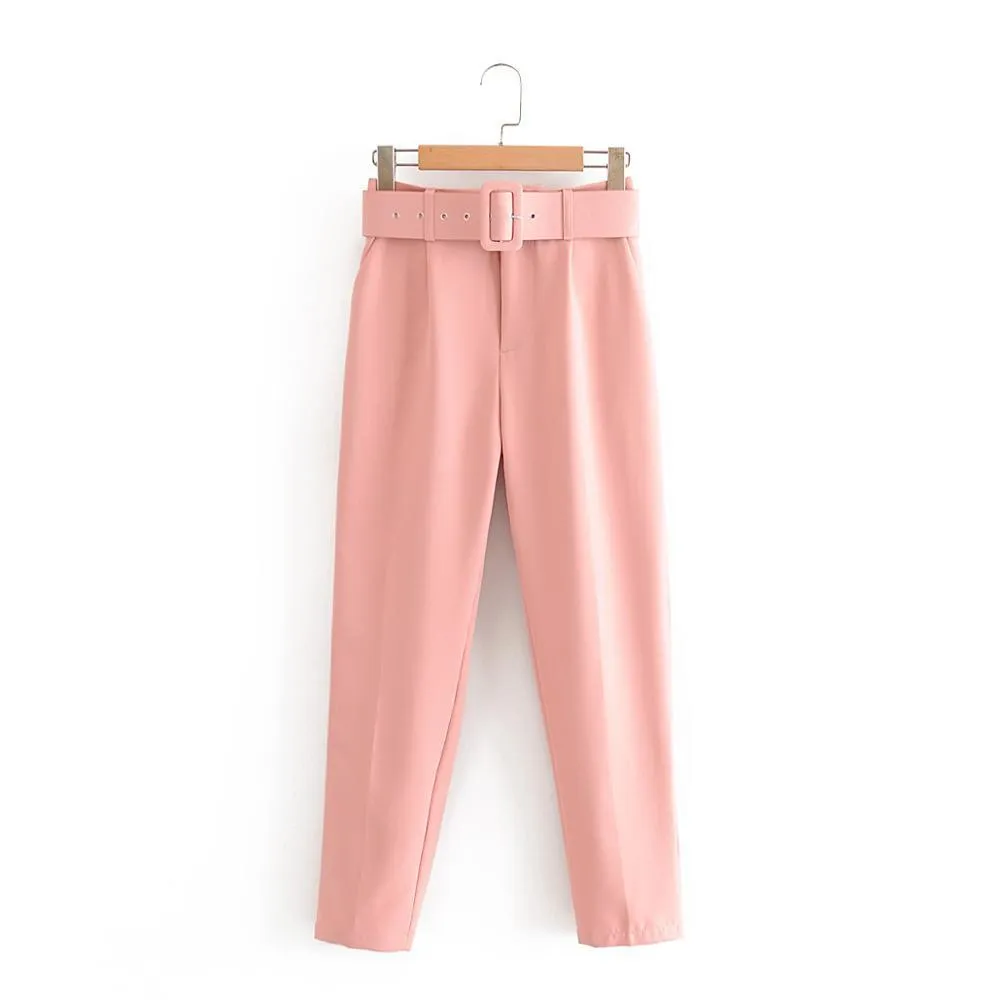 Hip and Trendy High Waist Belted Suit Pants