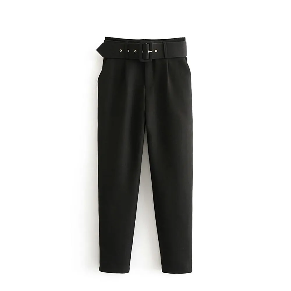 Hip and Trendy High Waist Belted Suit Pants