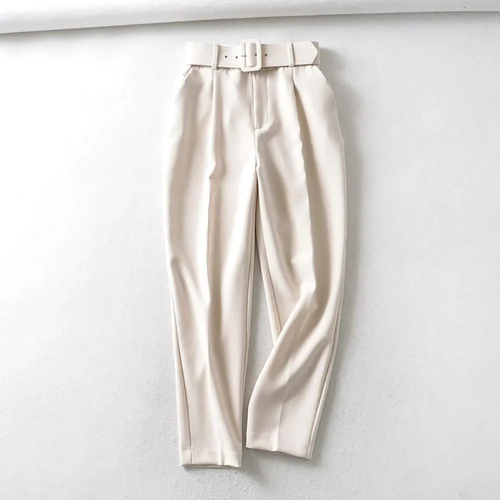 Hip and Trendy High Waist Belted Suit Pants