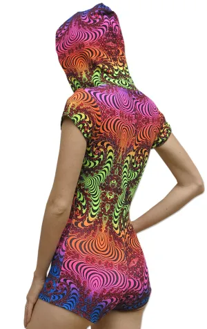 Hooded Playsuit : Rainbow Fractal