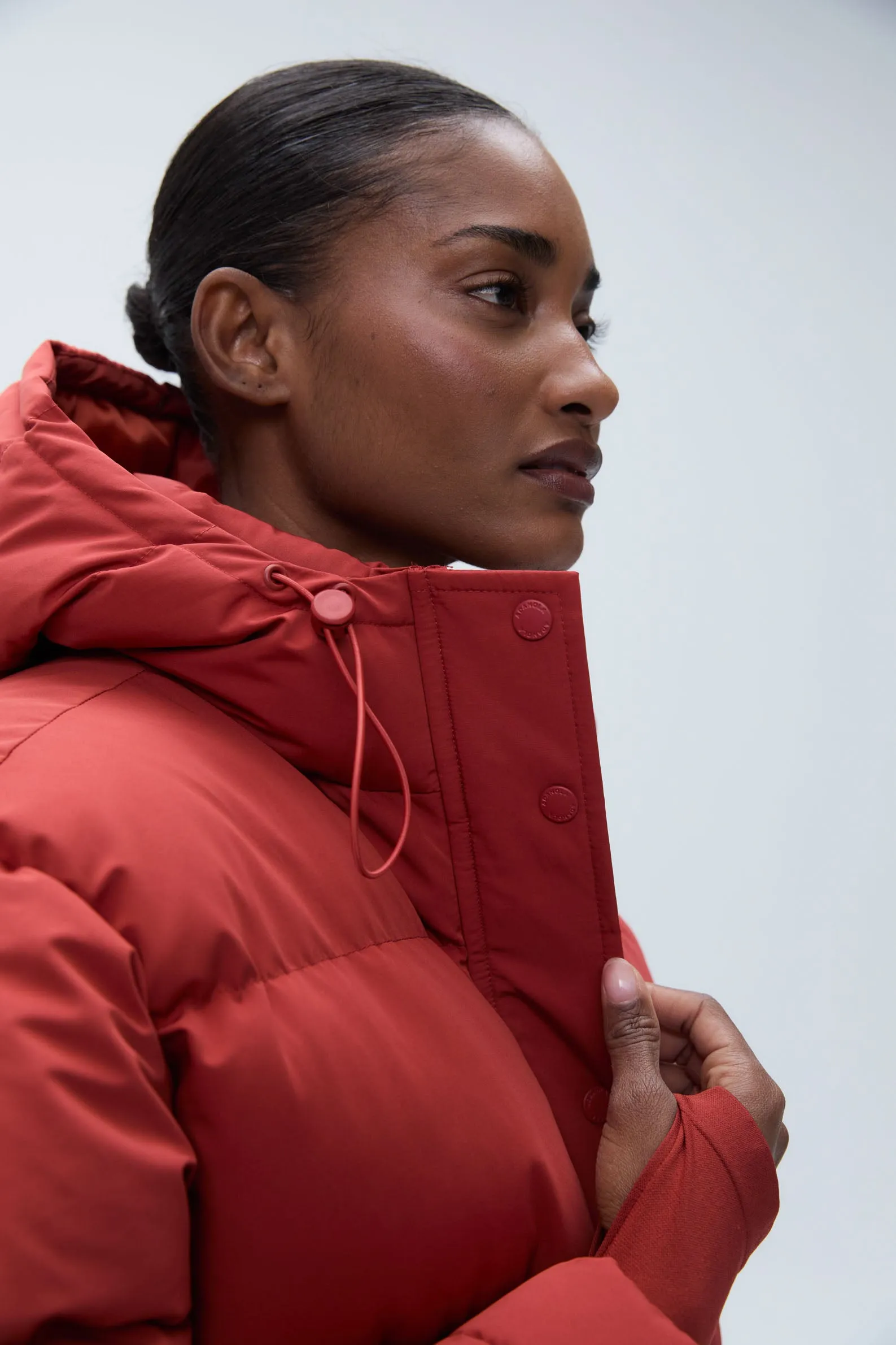 Hooded Puffer Jacket - Vintage Red