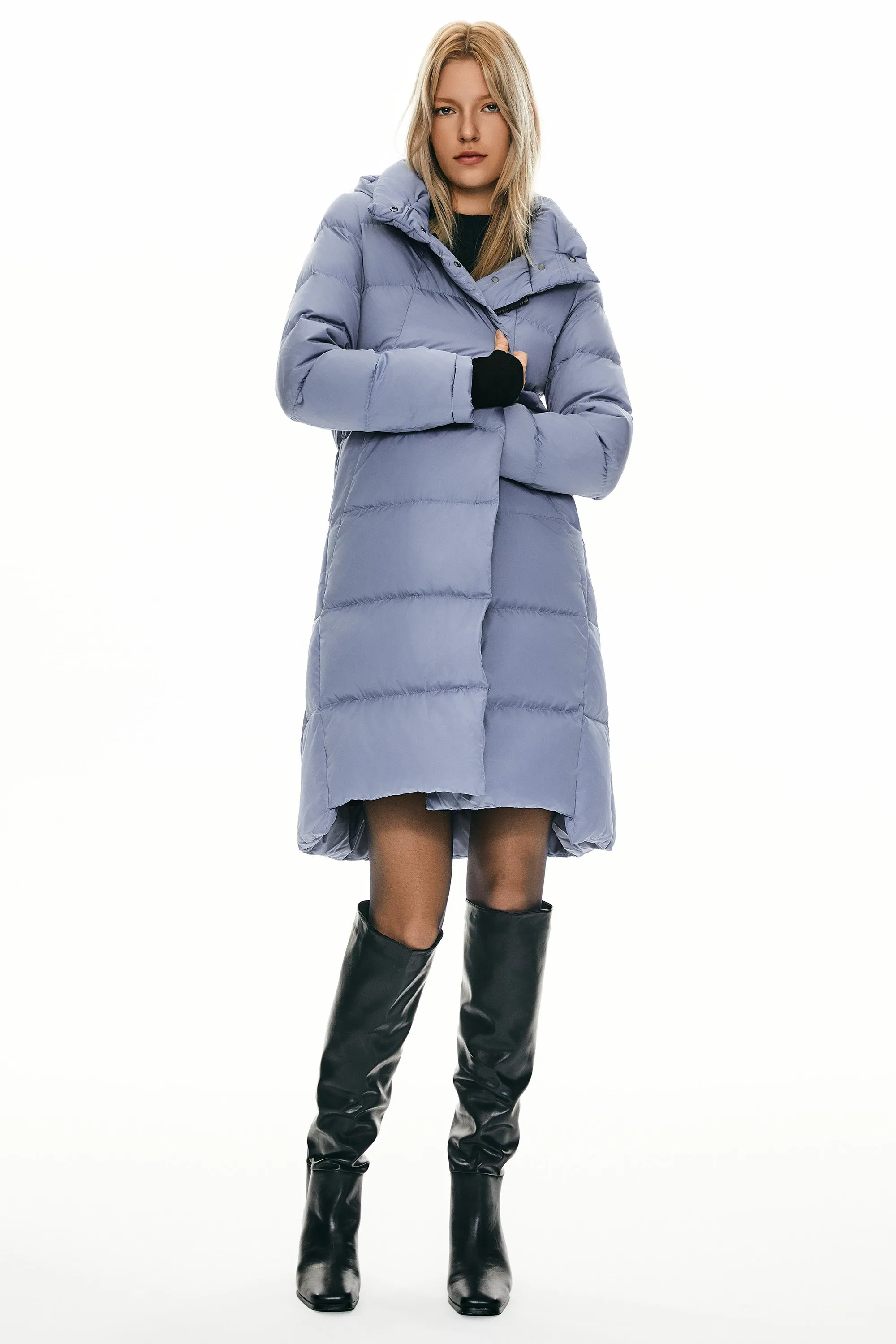 Hooded Winter Two-Way Zipper Down Coat