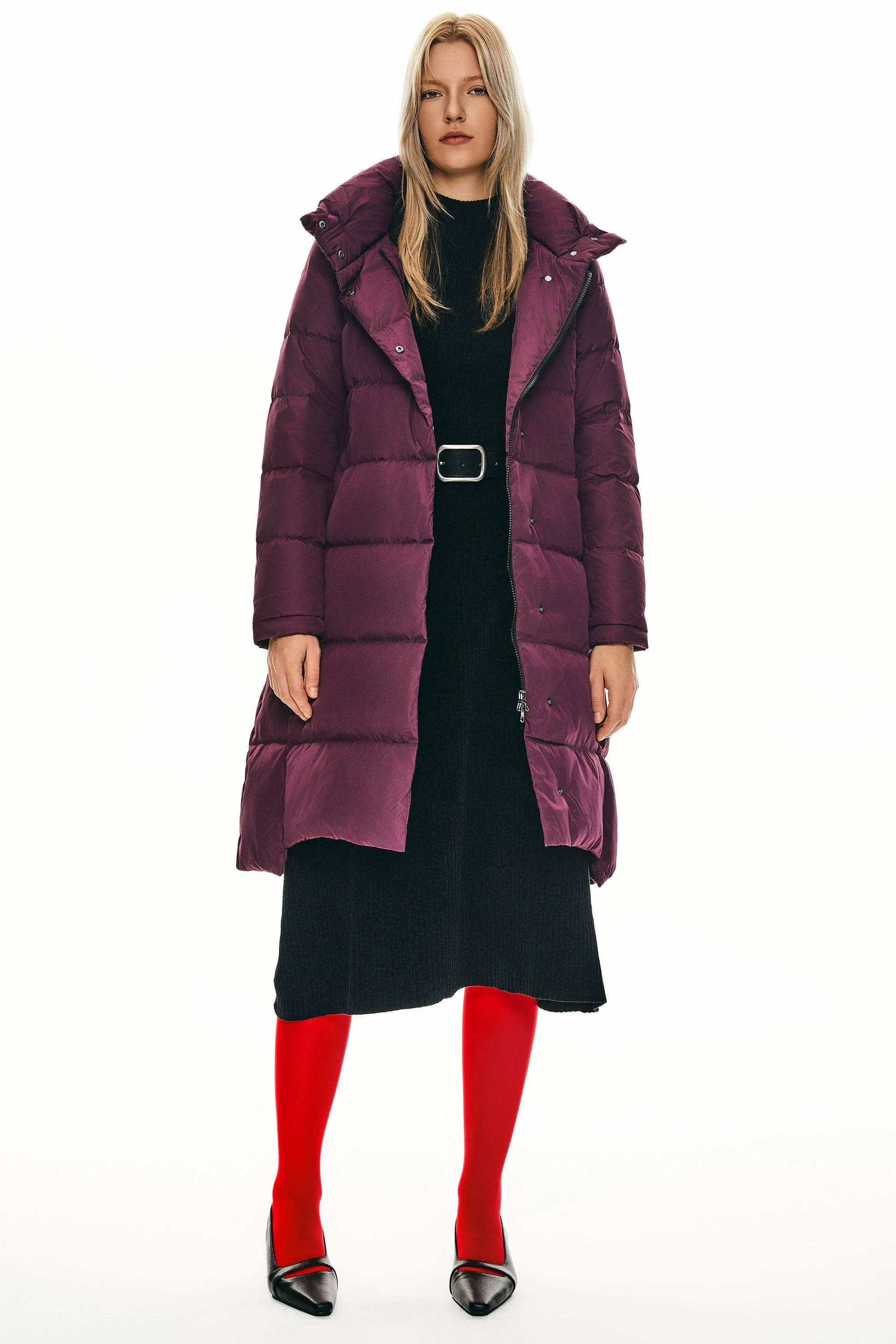 Hooded Winter Two-Way Zipper Down Coat