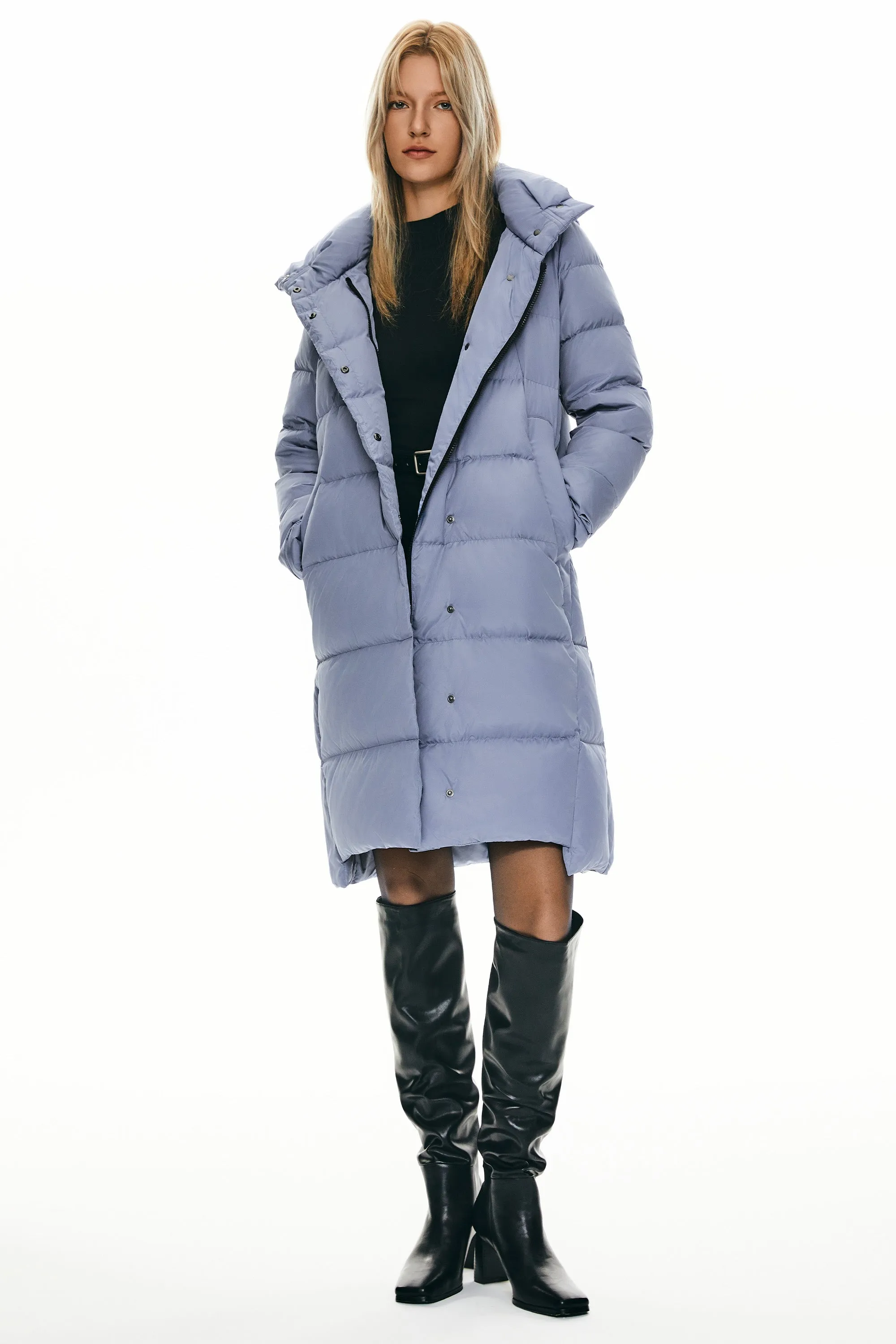 Hooded Winter Two-Way Zipper Down Coat