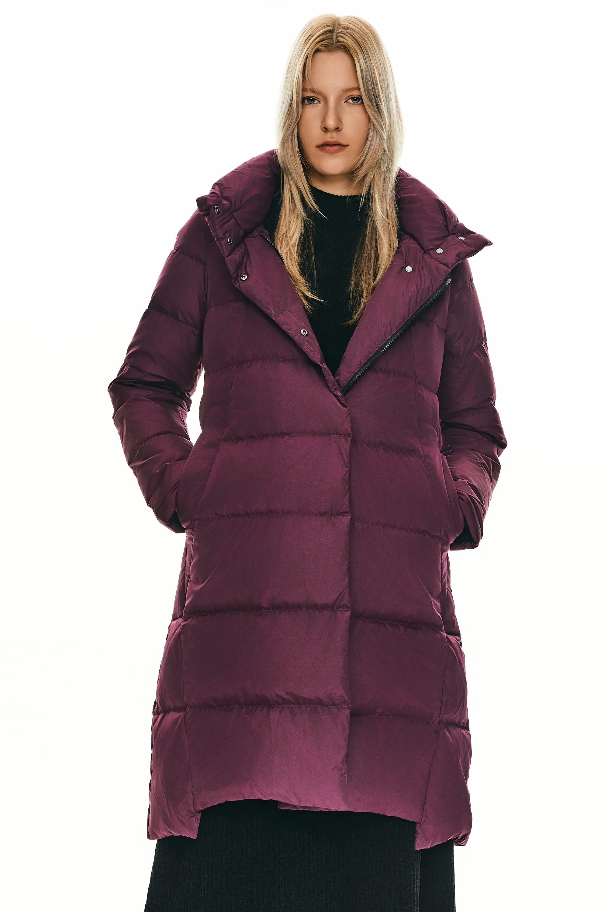 Hooded Winter Two-Way Zipper Down Coat