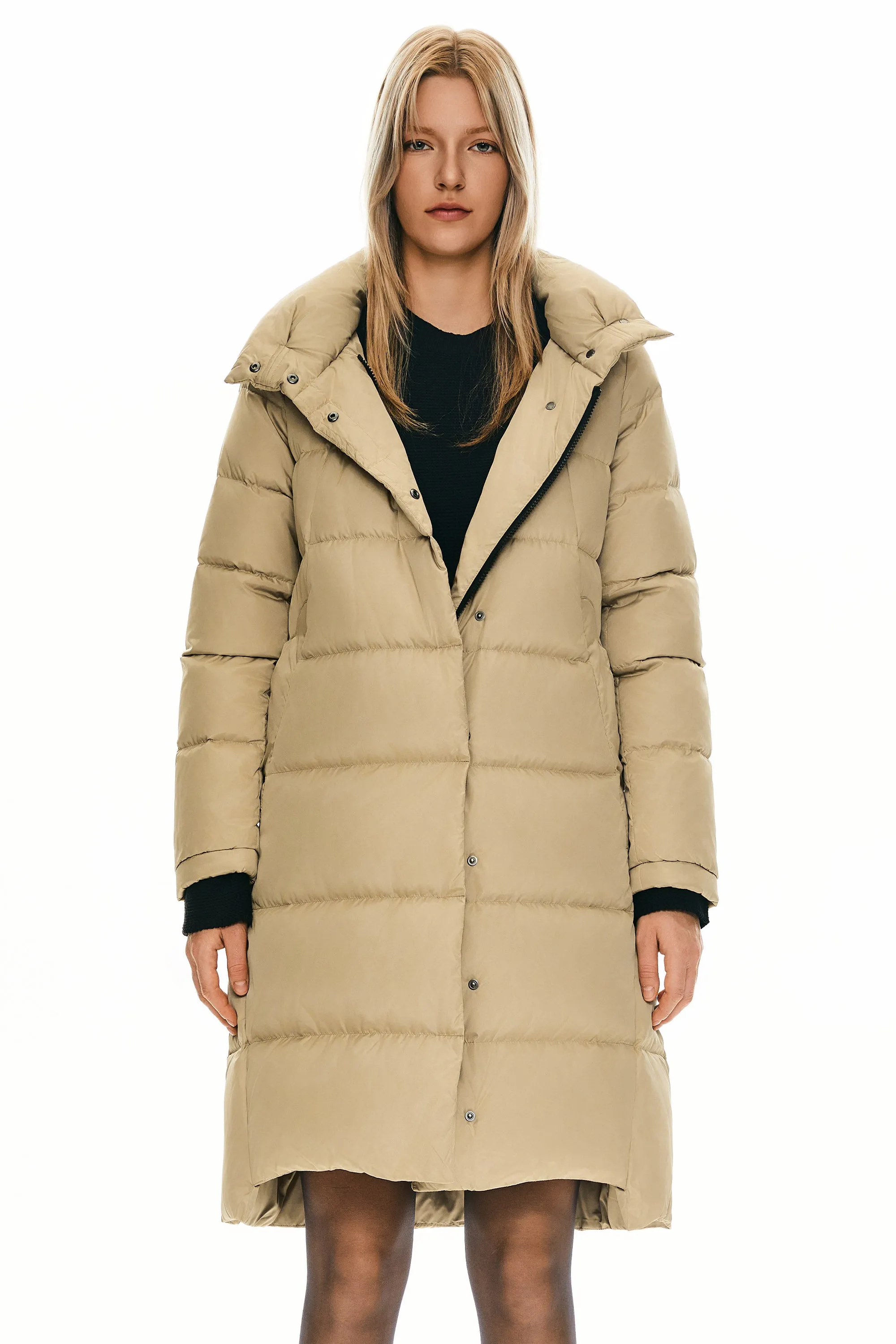 Hooded Winter Two-Way Zipper Down Coat