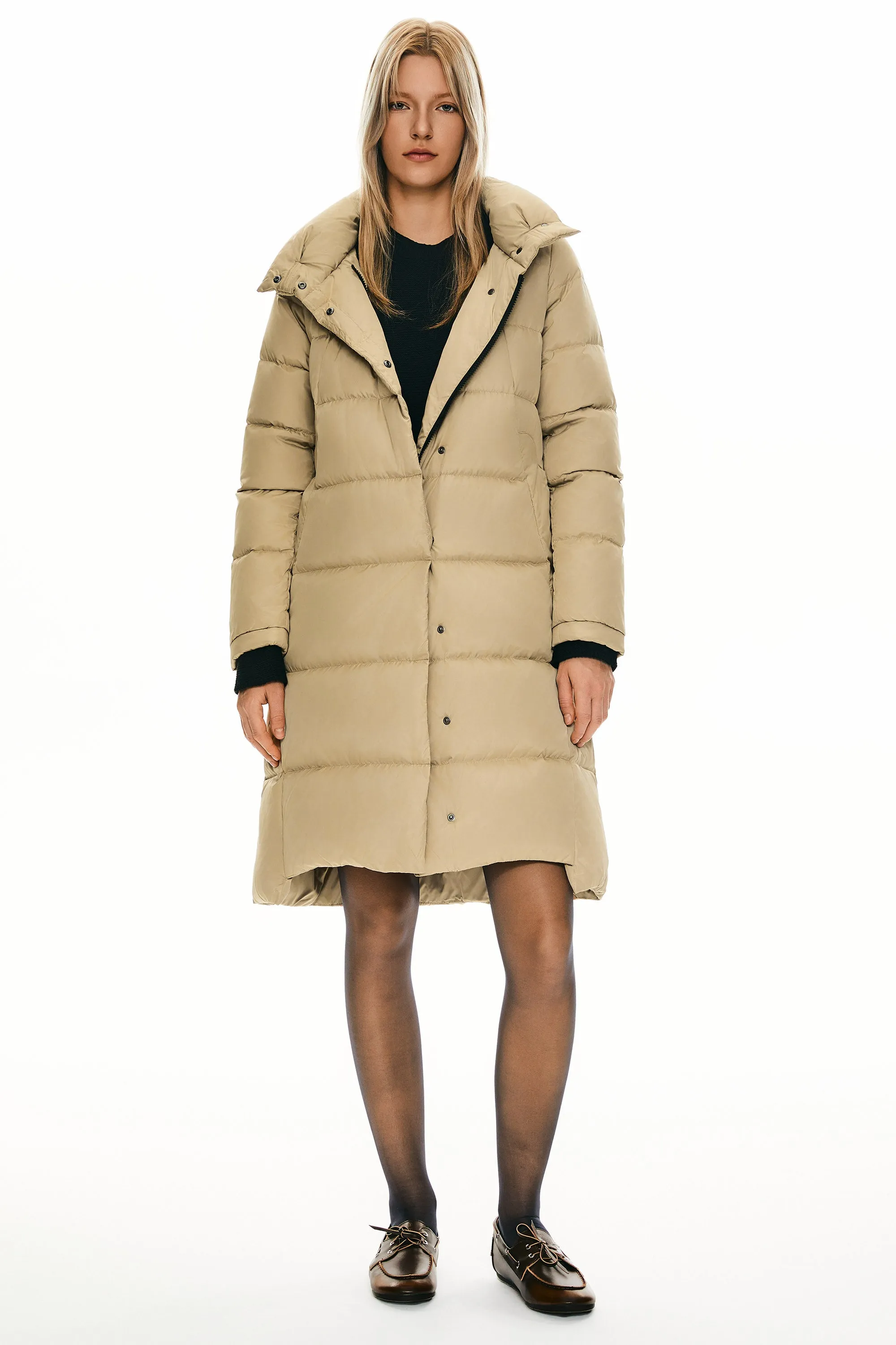 Hooded Winter Two-Way Zipper Down Coat