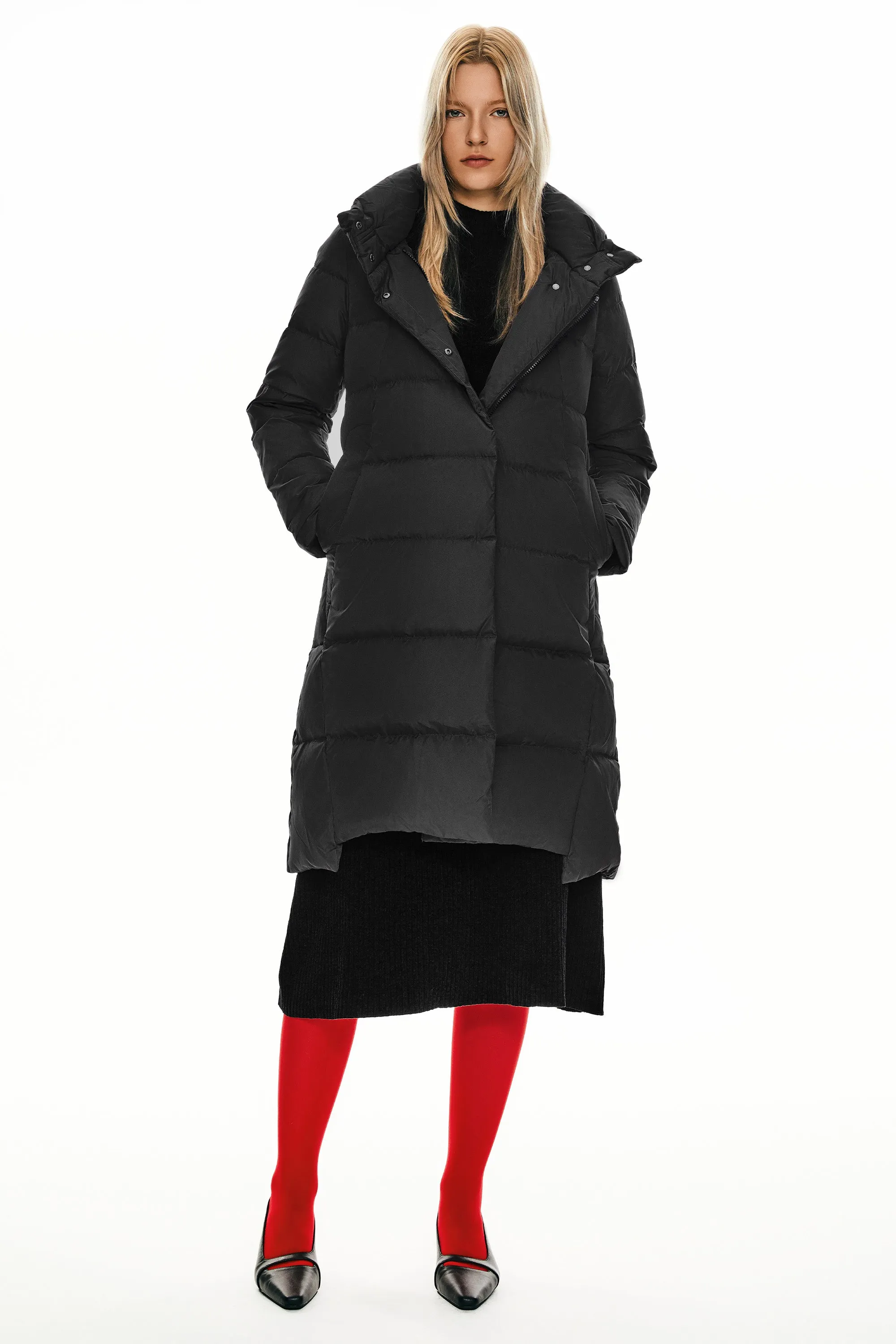 Hooded Winter Two-Way Zipper Down Coat