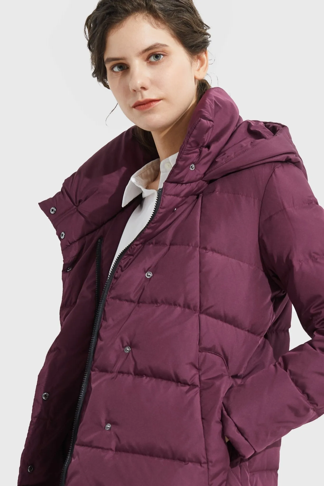 Hooded Winter Two-Way Zipper Down Coat