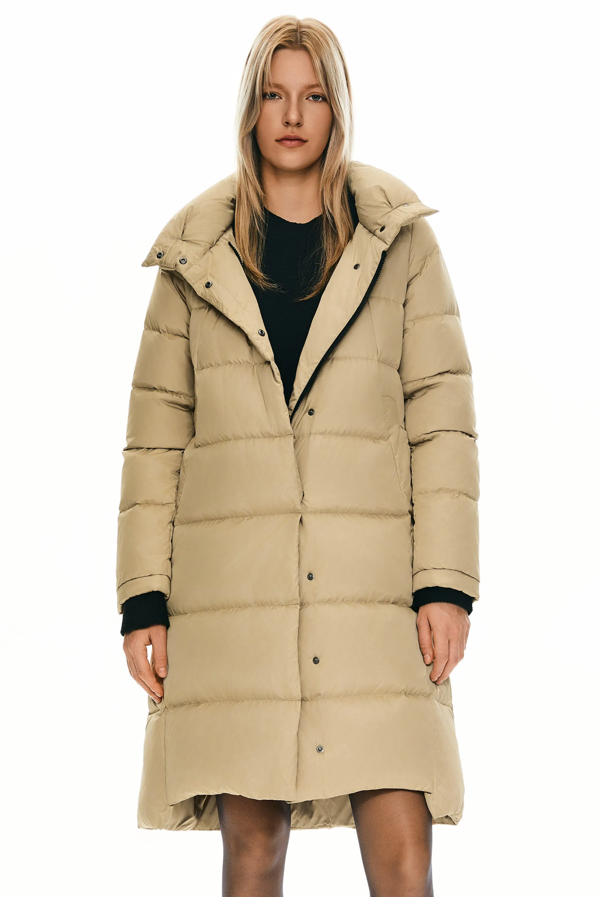 Hooded Winter Two-Way Zipper Down Coat