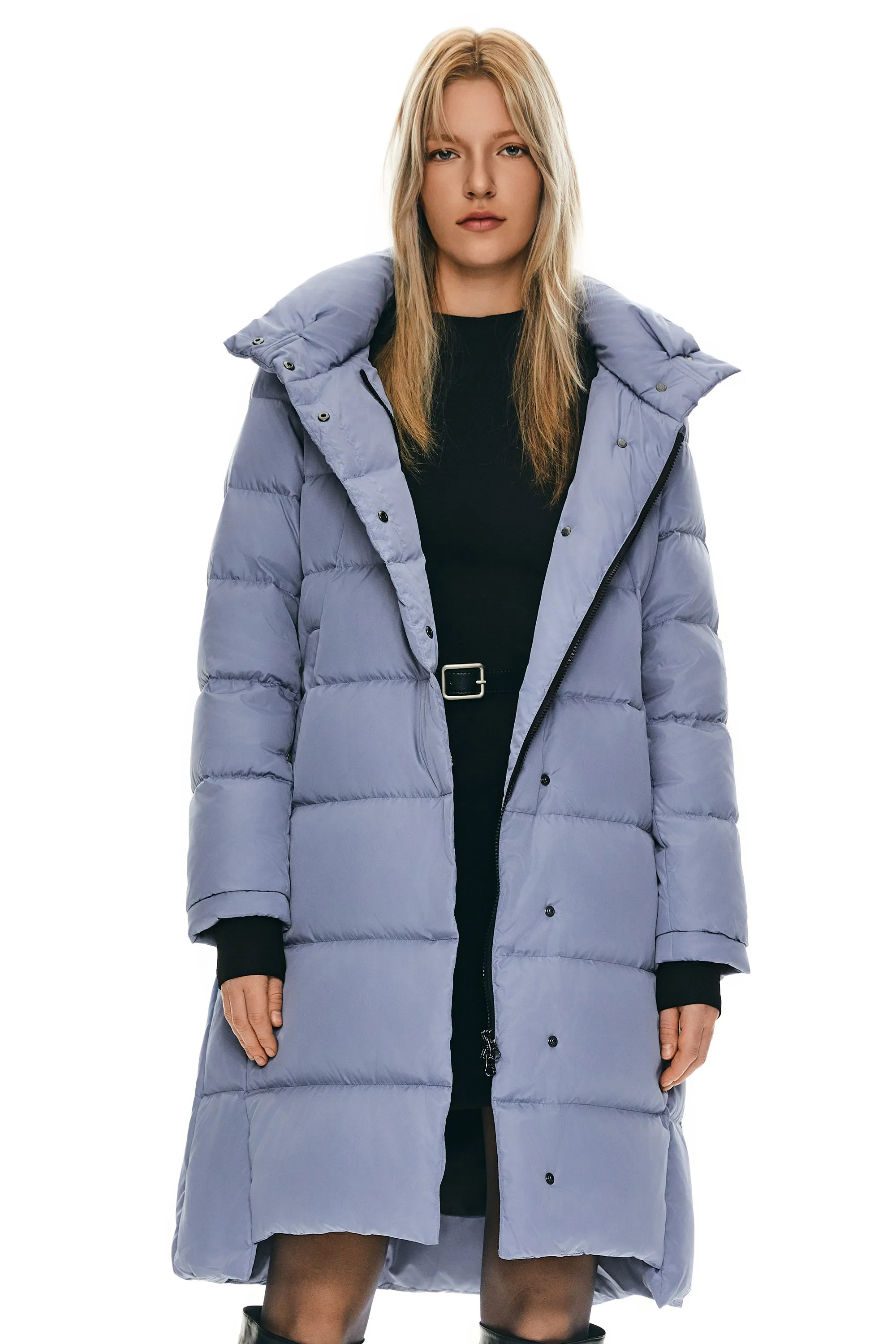 Hooded Winter Two-Way Zipper Down Coat