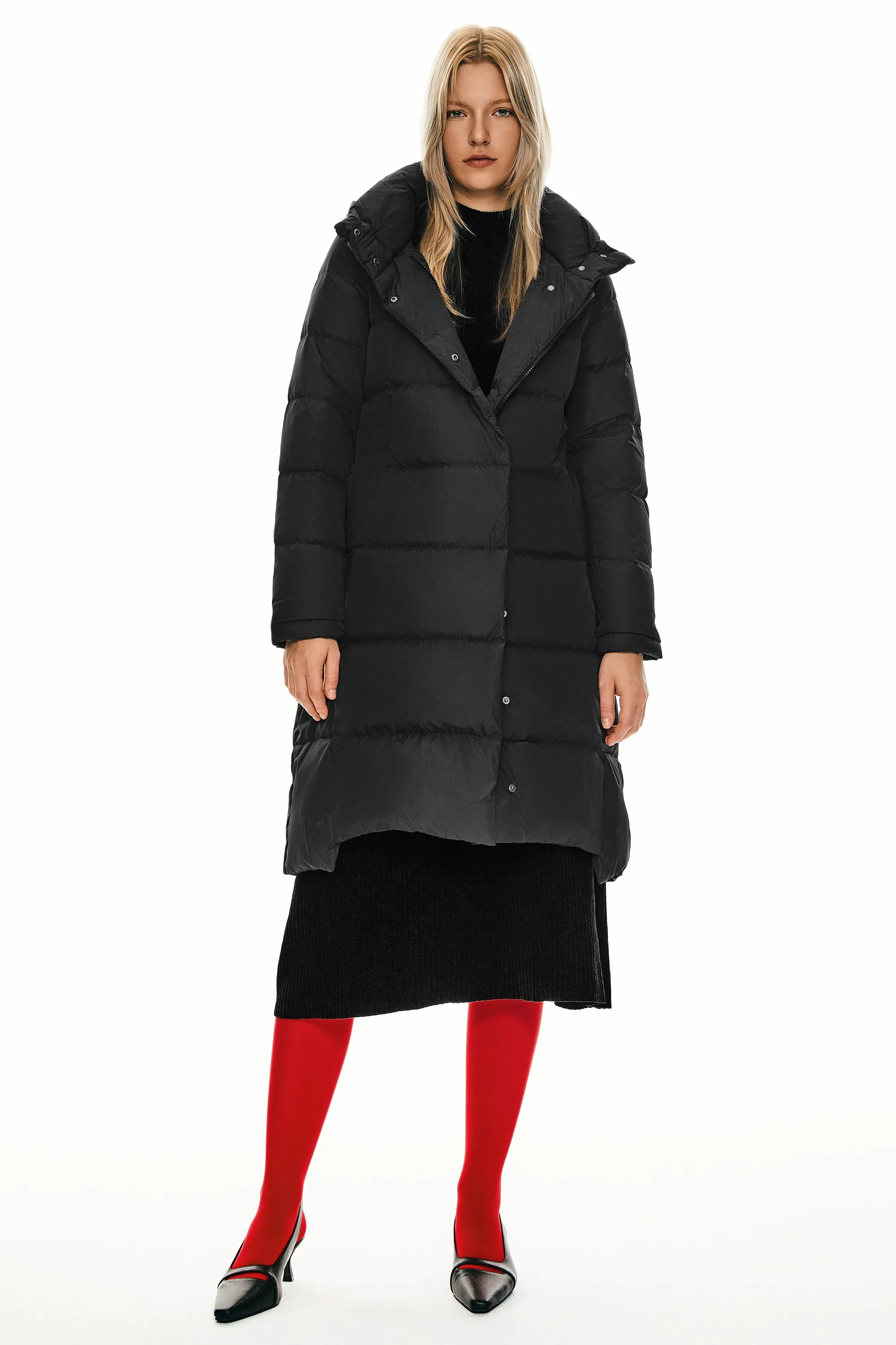 Hooded Winter Two-Way Zipper Down Coat