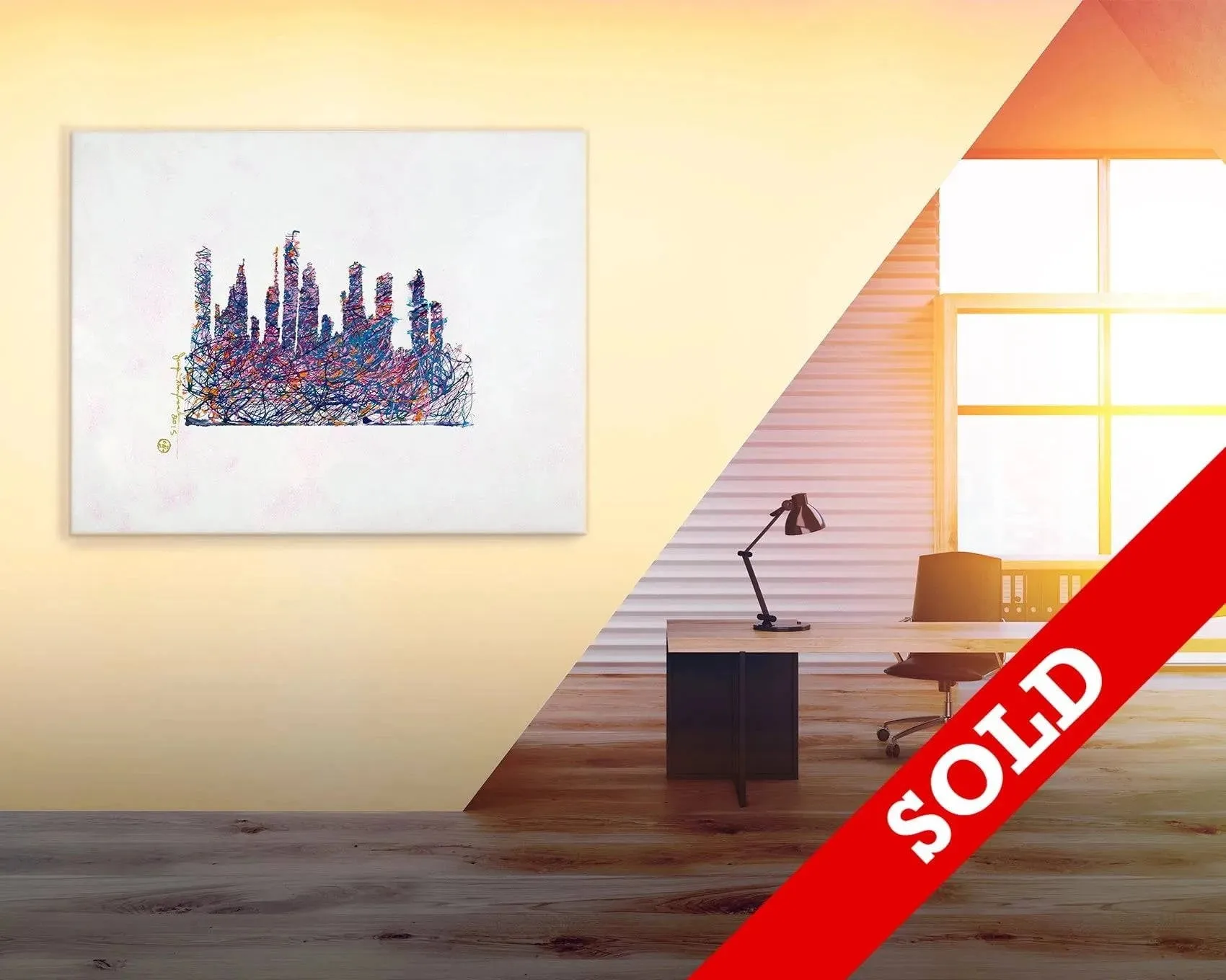 Houston Skyline Day - Original Painting - SOLD