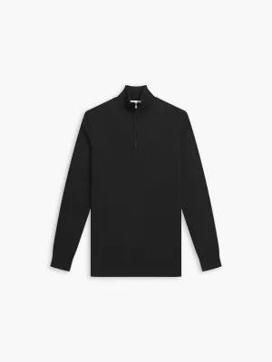 Italian Merino Wool Quarter-Zip Jumper - Black