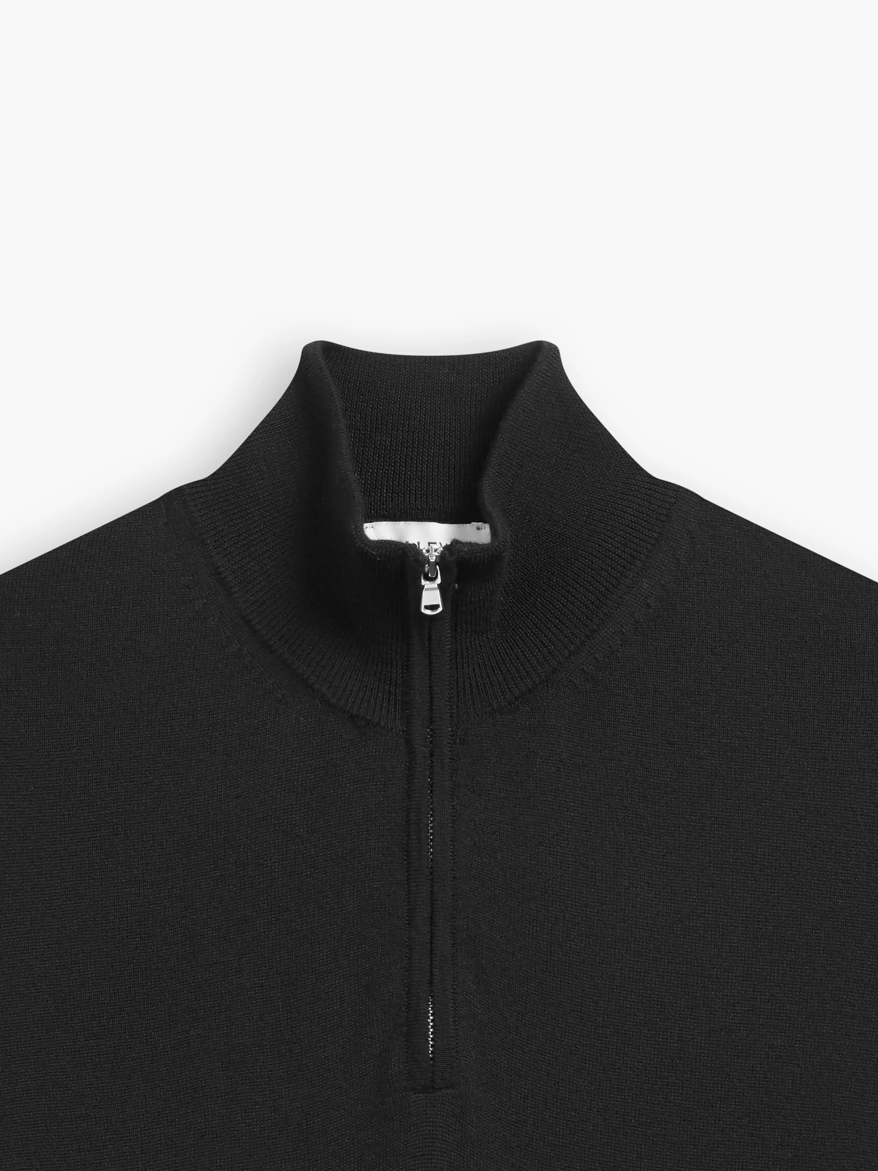 Italian Merino Wool Quarter-Zip Jumper - Black