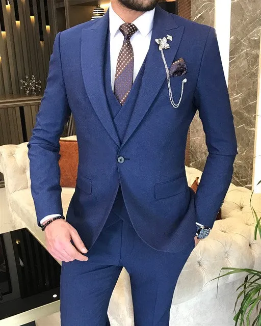 ITALIAN STYLE SLIM FIT MEN'S SUIT BLUE