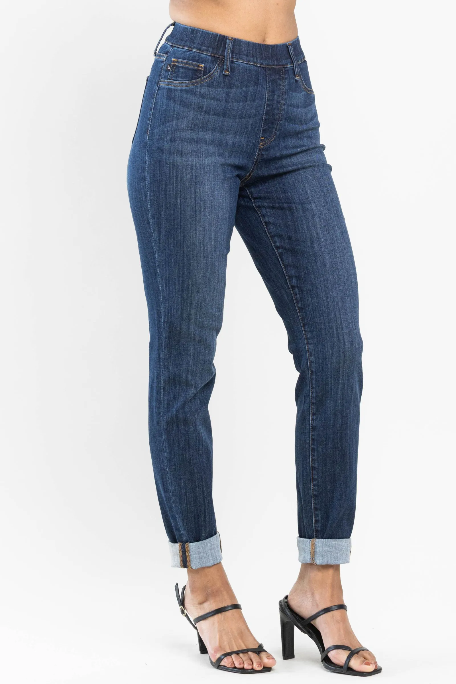 Judy Blue High waist pull on double-cuff slim jeans