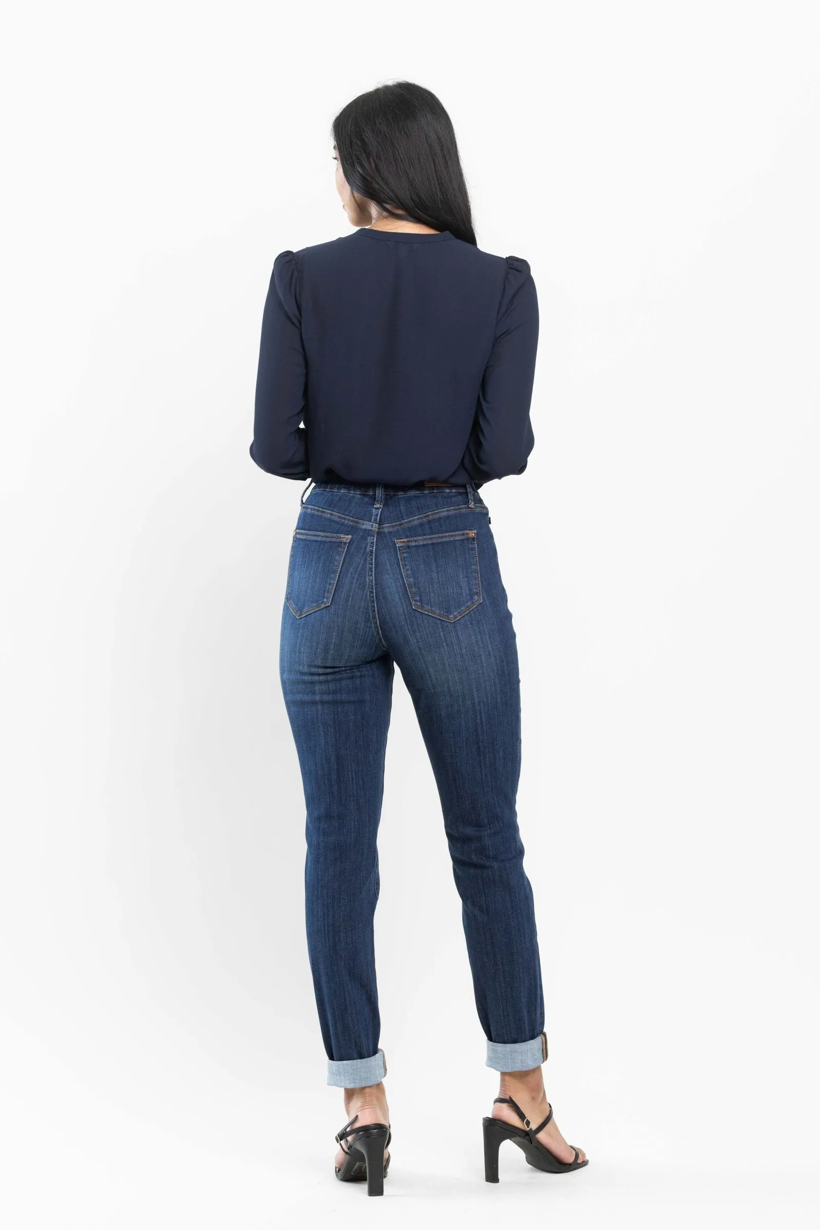 Judy Blue High waist pull on double-cuff slim jeans