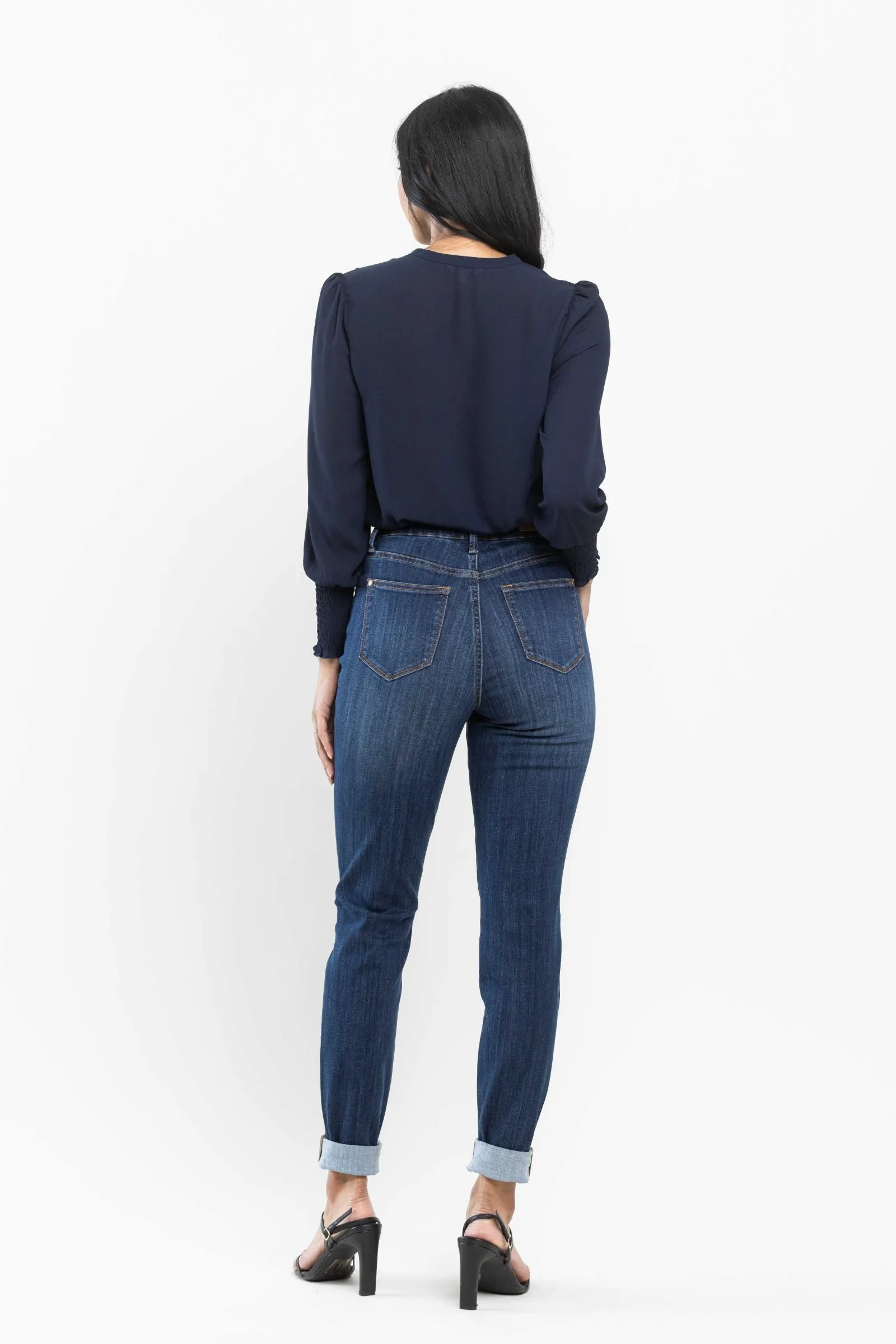 Judy Blue High waist pull on double-cuff slim jeans