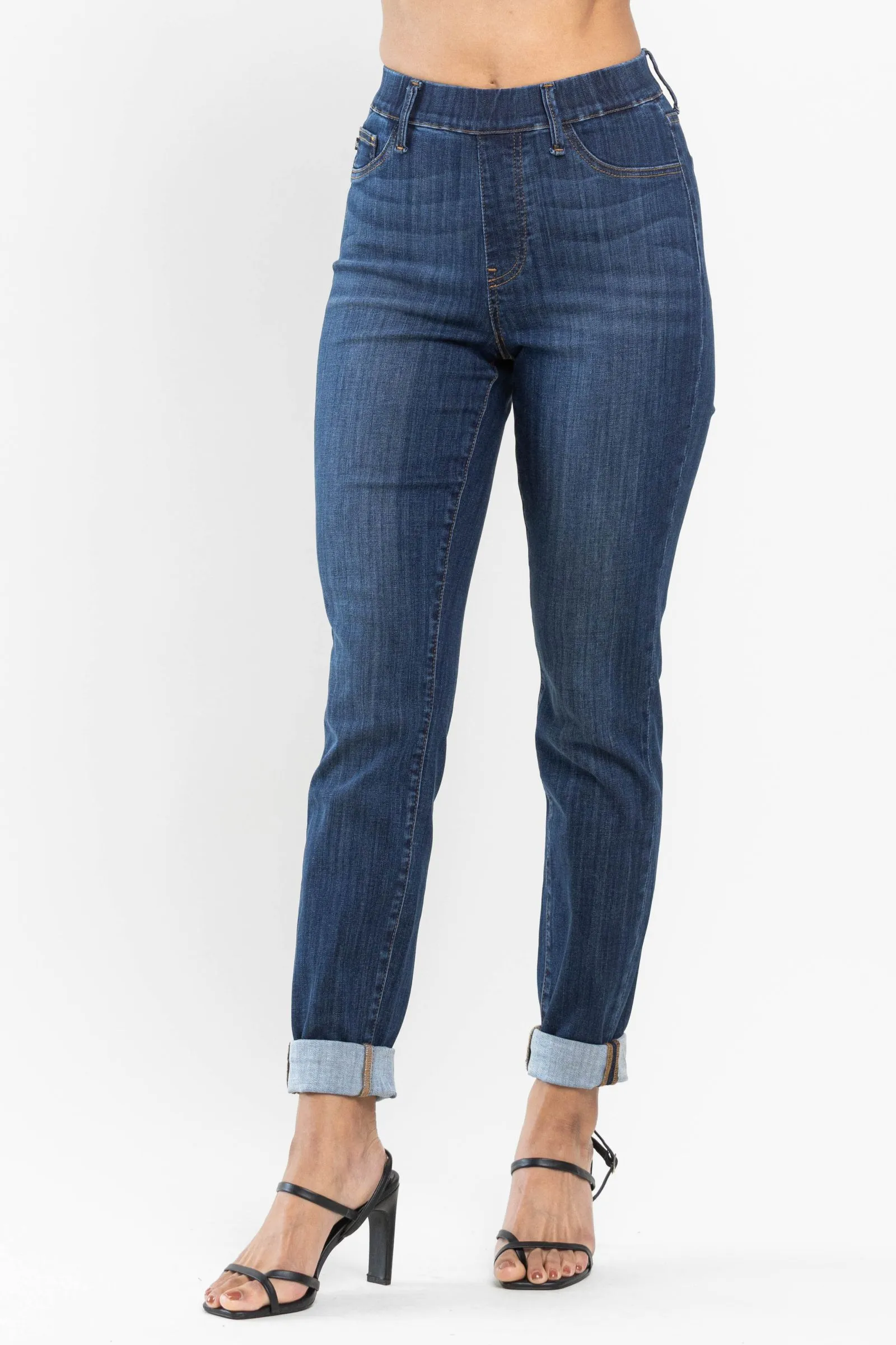 Judy Blue High waist pull on double-cuff slim jeans