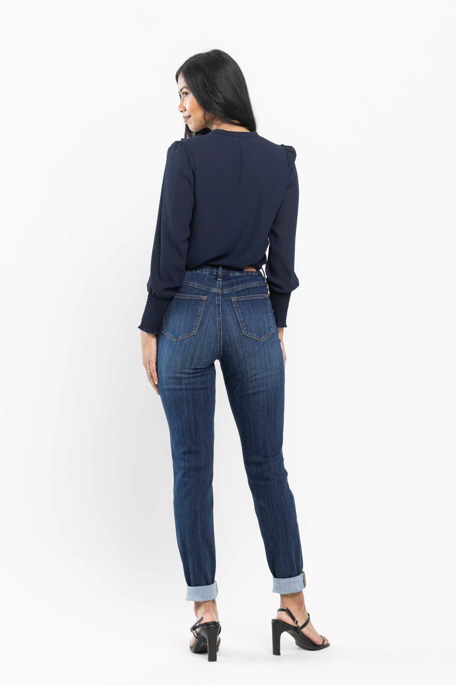 Judy Blue High waist pull on double-cuff slim jeans