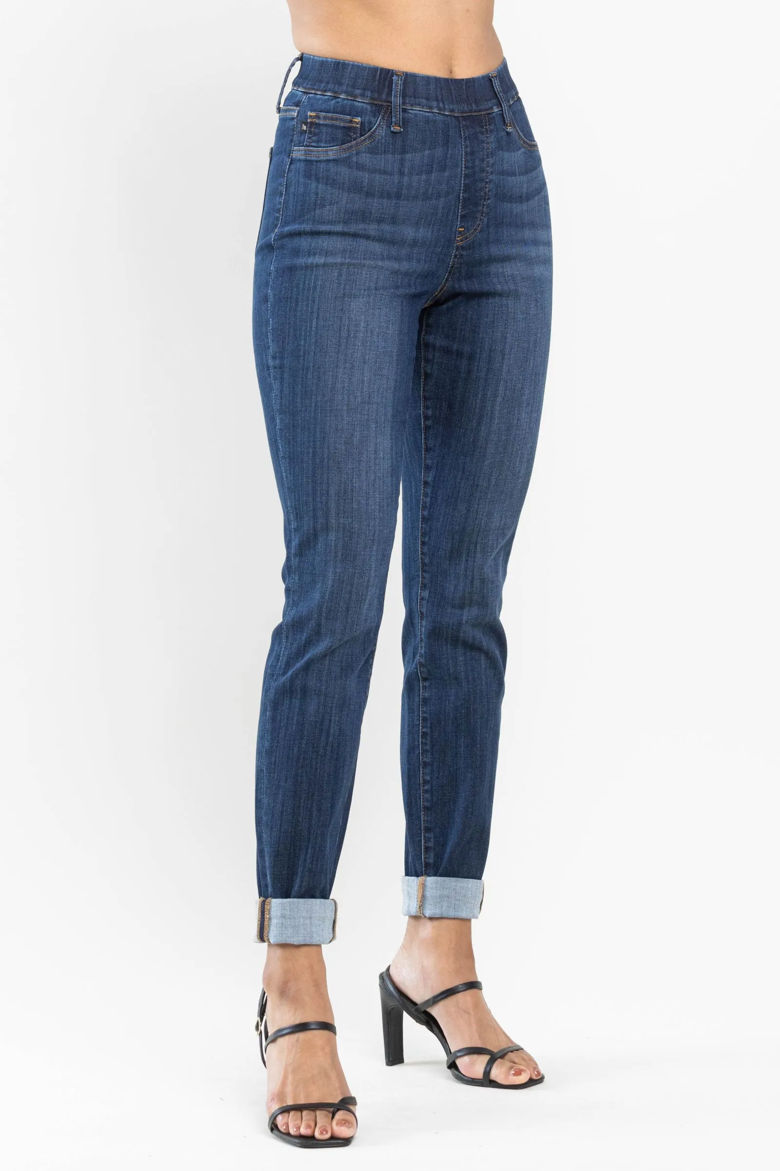 Judy Blue High waist pull on double-cuff slim jeans