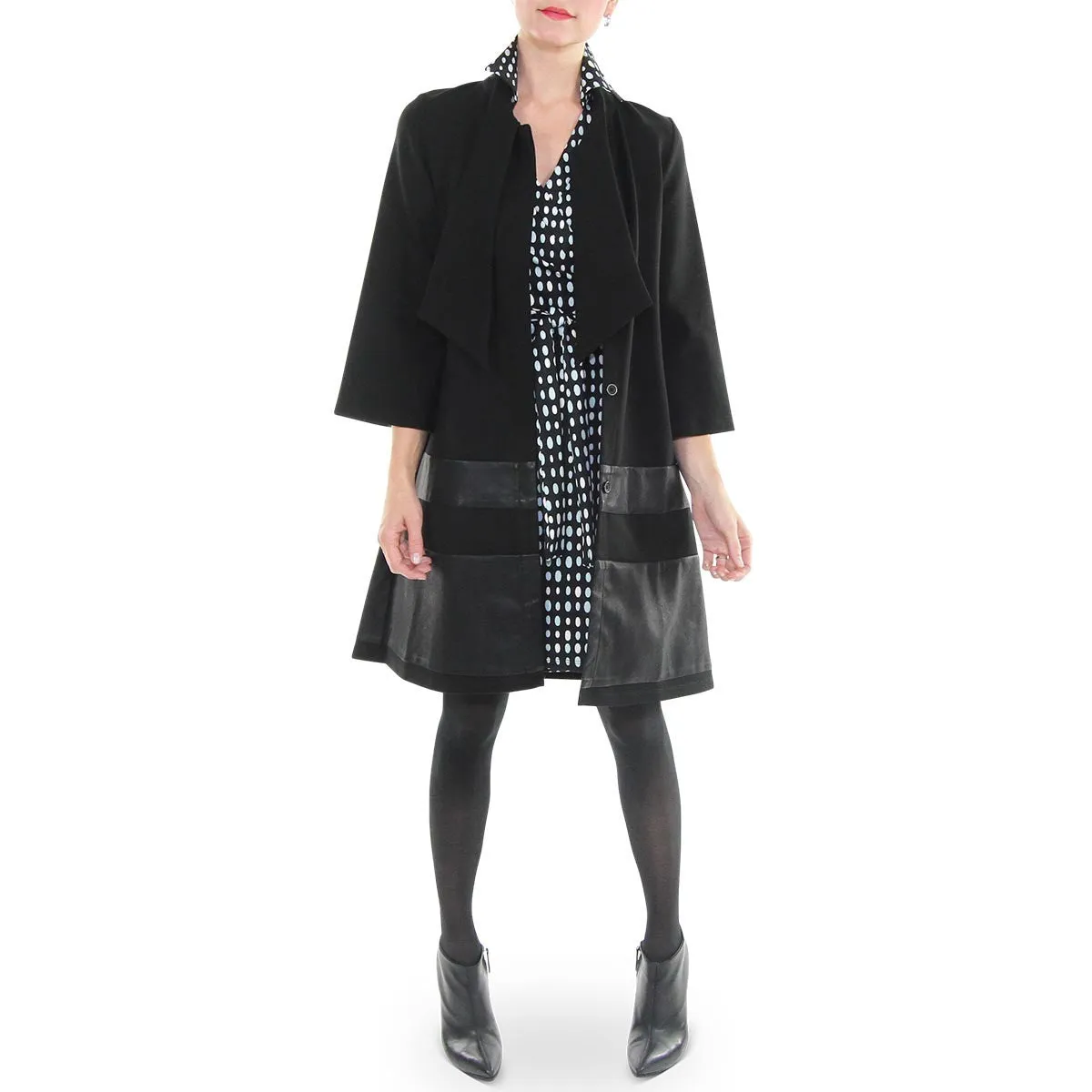 Julian Snap Front A-Line Coat Dress - Black