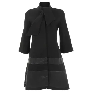 Julian Snap Front A-Line Coat Dress - Black