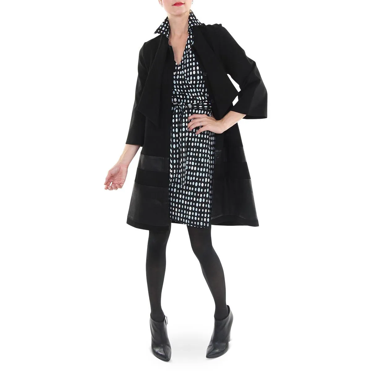 Julian Snap Front A-Line Coat Dress - Black