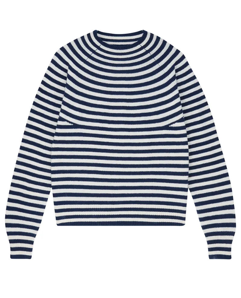 Jumper1234 Vary Navy Oatmeal Stripe Crew Knit