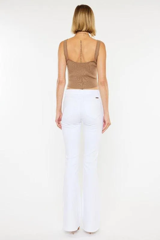 Kancan White Mid Rise Flare Jeans