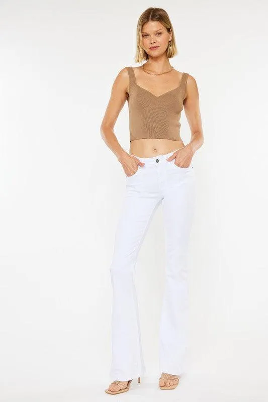 Kancan White Mid Rise Flare Jeans