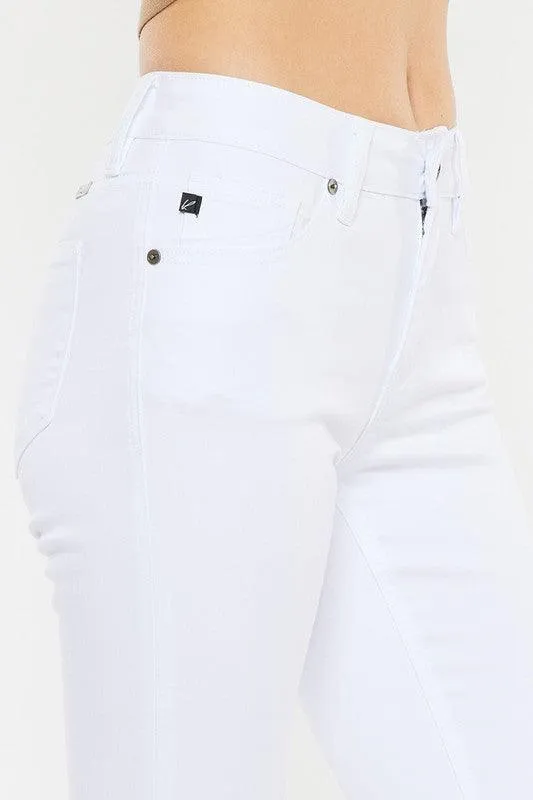 Kancan White Mid Rise Flare Jeans