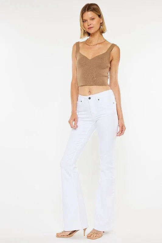 Kancan White Mid Rise Flare Jeans