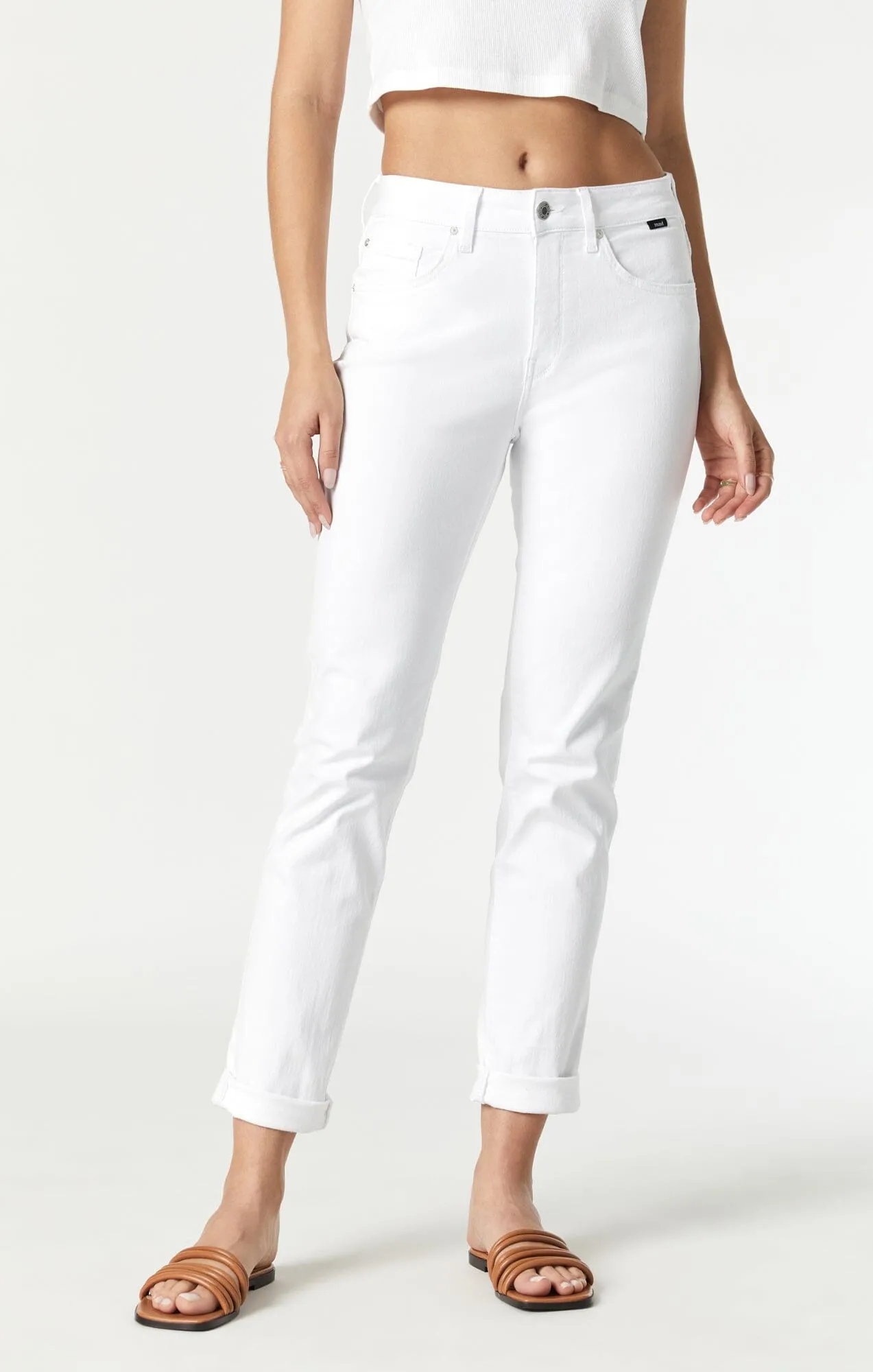 KATHLEEN SLIM BOYFRIEND JEANS IN WHITE FEATHER BLUE