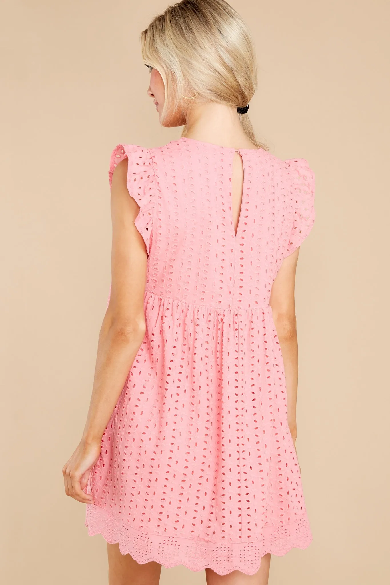 Keep A Secret Coral Pink Romper Dress