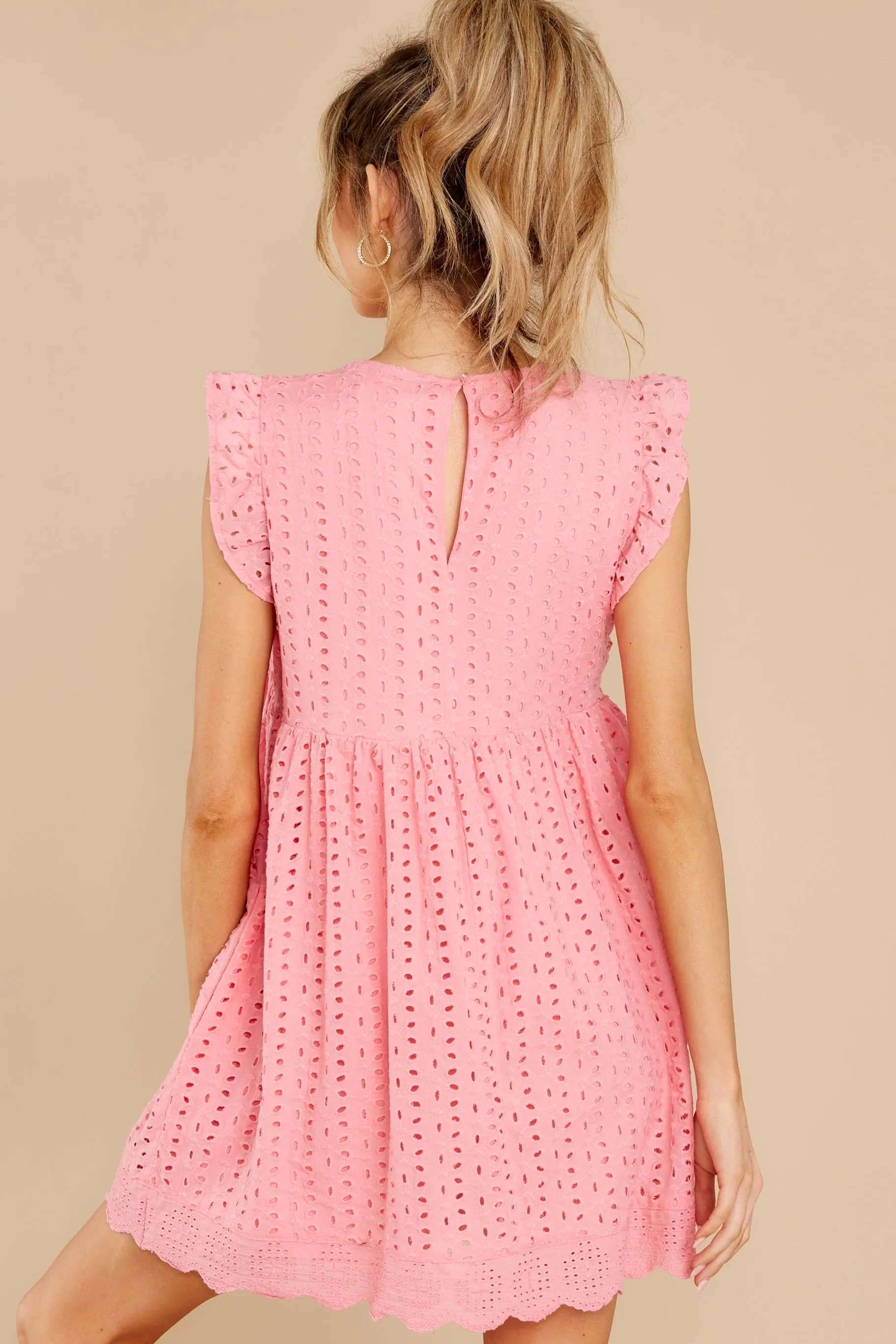 Keep A Secret Coral Pink Romper Dress