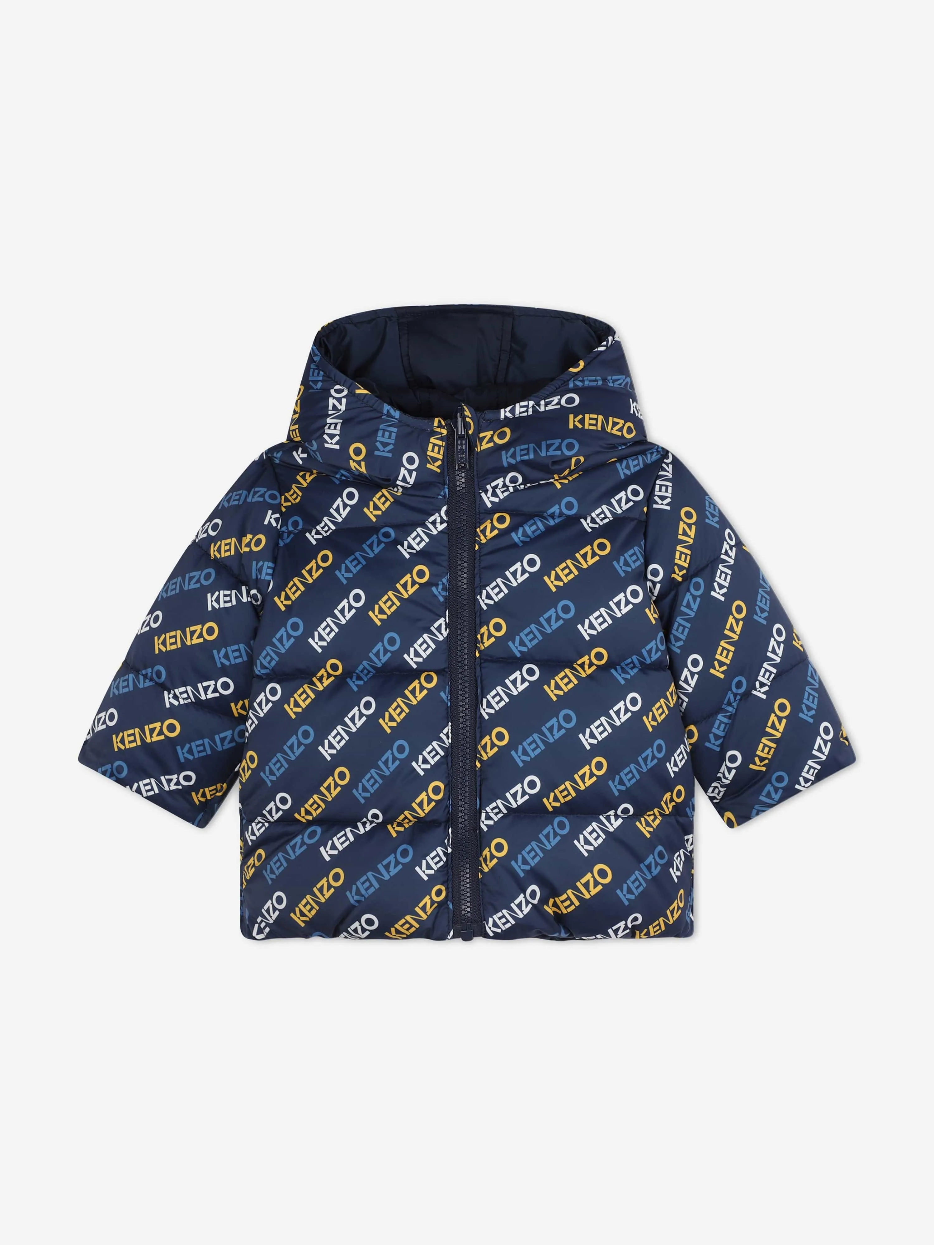 KENZO Baby Boys Reversible Puffer Jacket in Navy