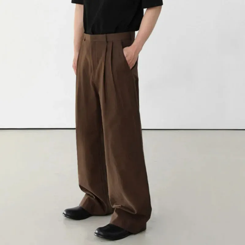 Korean Style Men's Loose Suit Pants Casual Straight Wide Leg Male Simple Trousers Drooping New Fashion Summer 9C6229