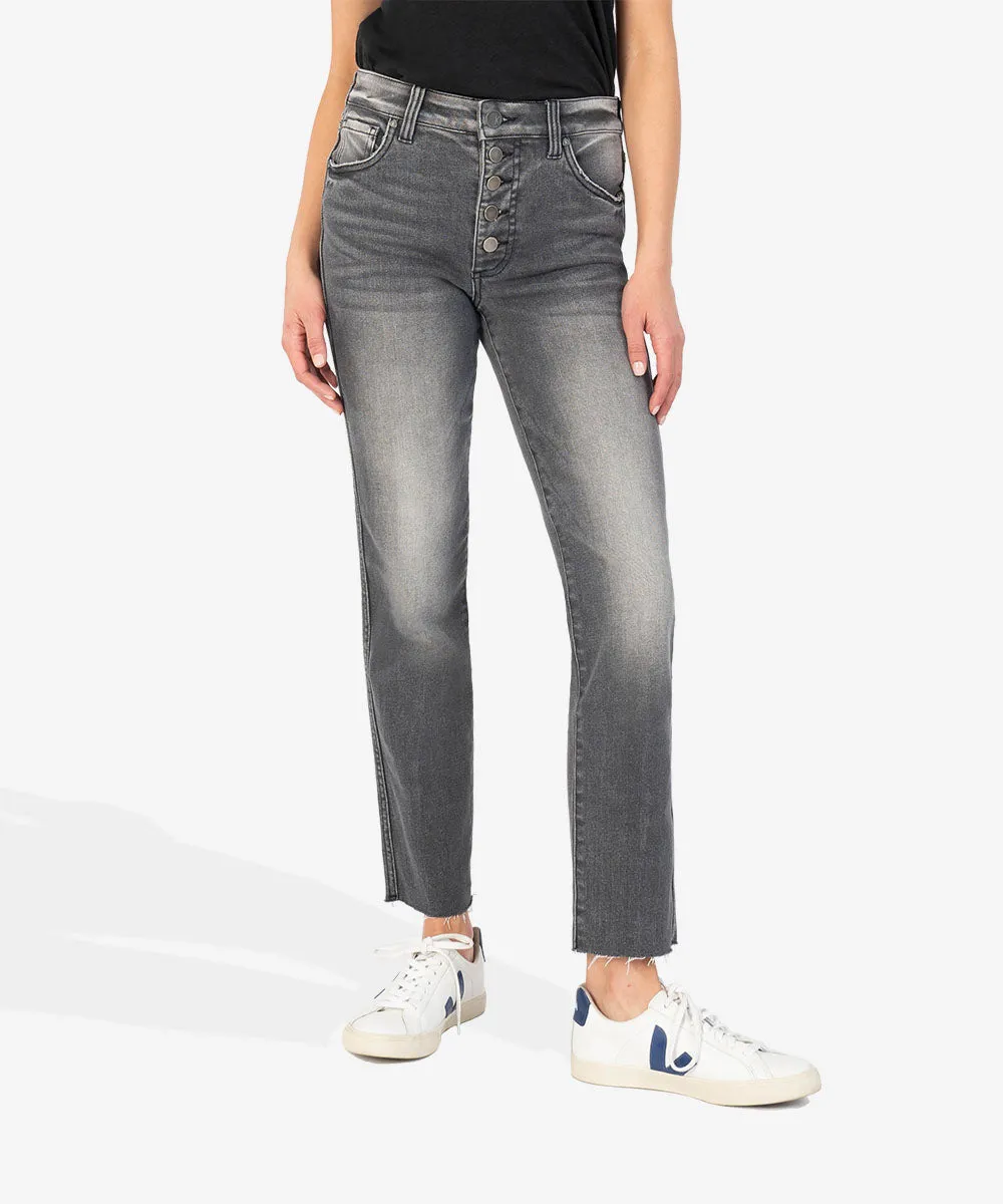 Kut Rachel High Rise Mom Jean Button Fly Raw Hem - Emulate