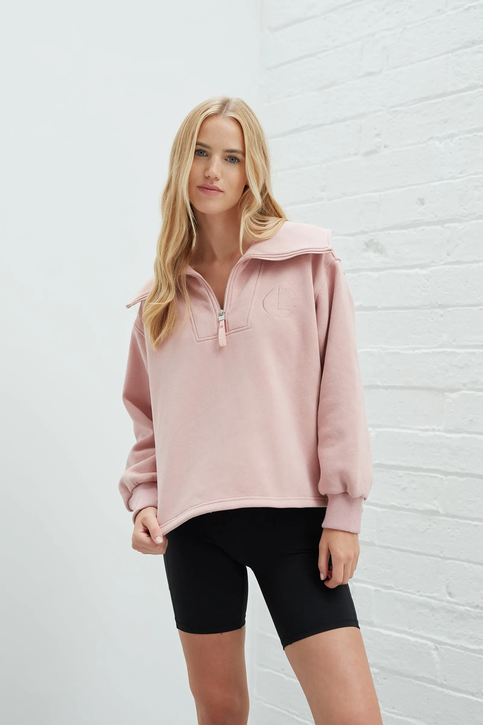 Laila Half-Zip Sweatshirt - Dusty Pink