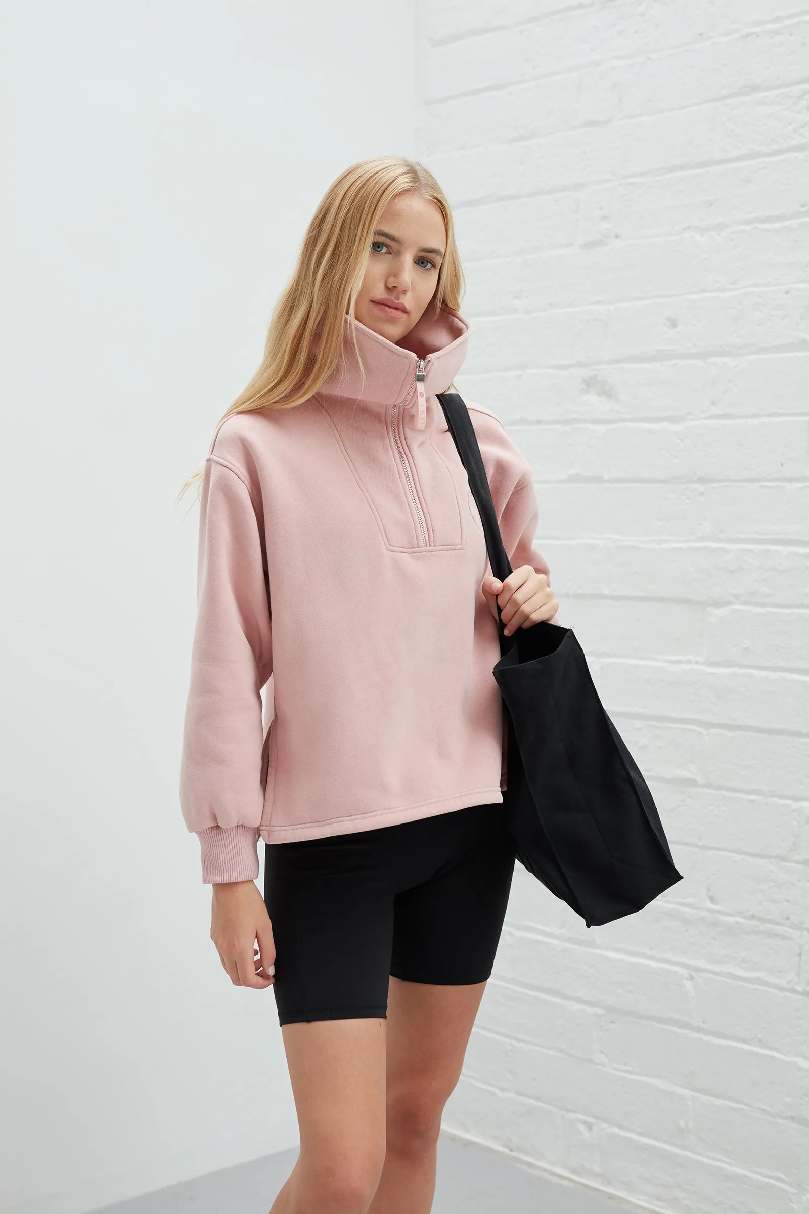 Laila Half-Zip Sweatshirt - Dusty Pink