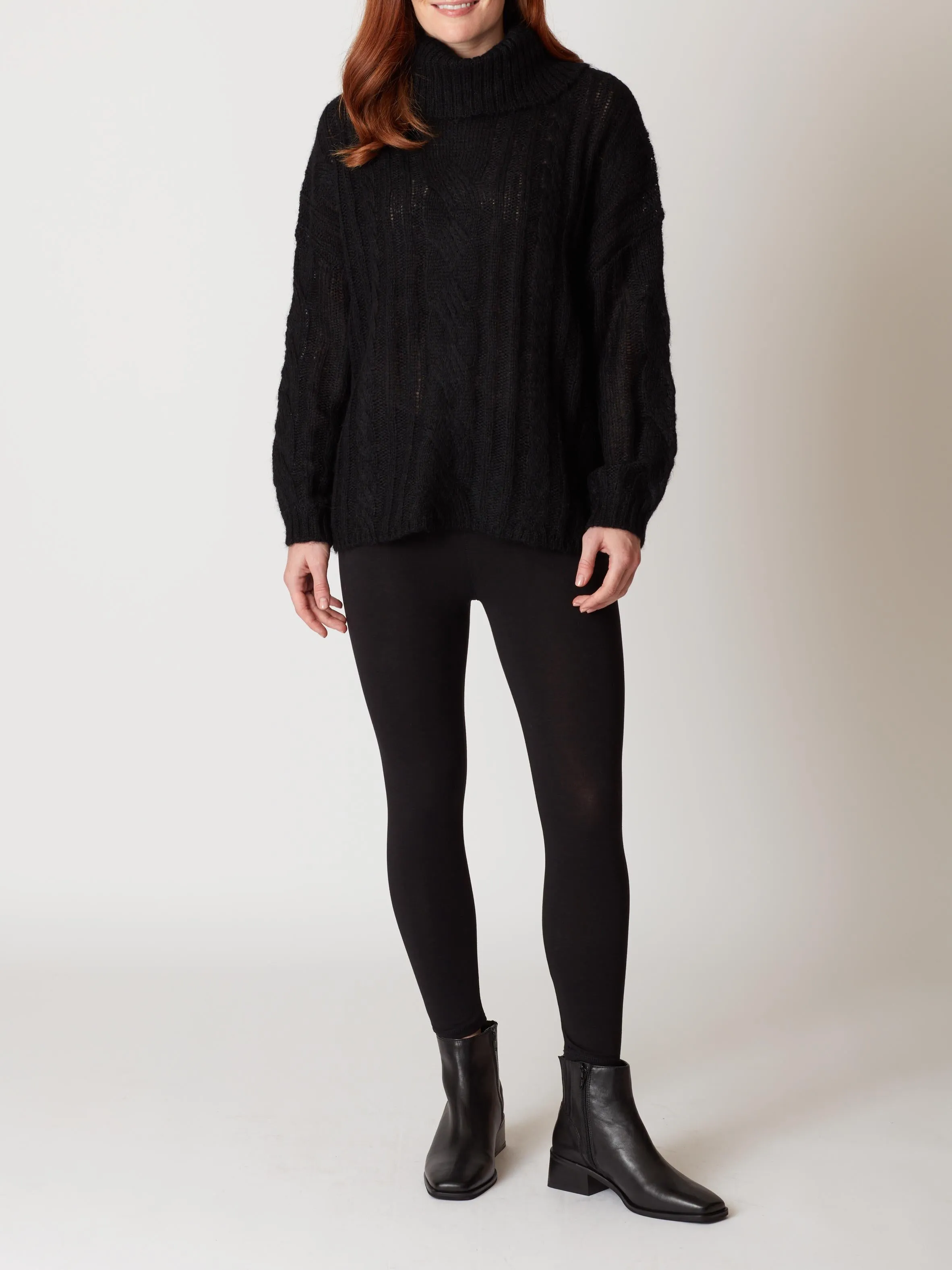 Lailia Roll Neck Cable Knit Jumper