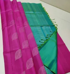 Lassitude Dark Pink Soft Silk Saree With Flamboyant Blouse Piece