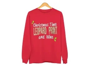 Leopard Print & Wine - Unisex Christmas Jumper