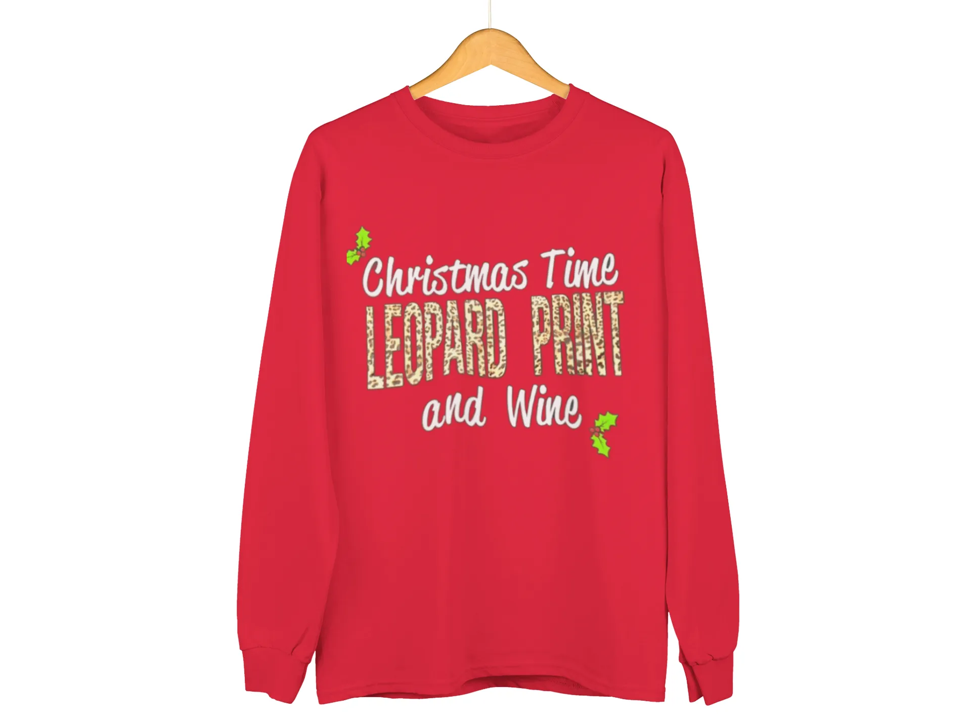 Leopard Print & Wine - Unisex Christmas Jumper