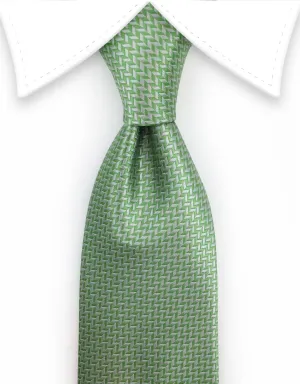 Light Green & Silver Herringbone Tie