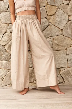 Lila Wide Leg Pant in Nude