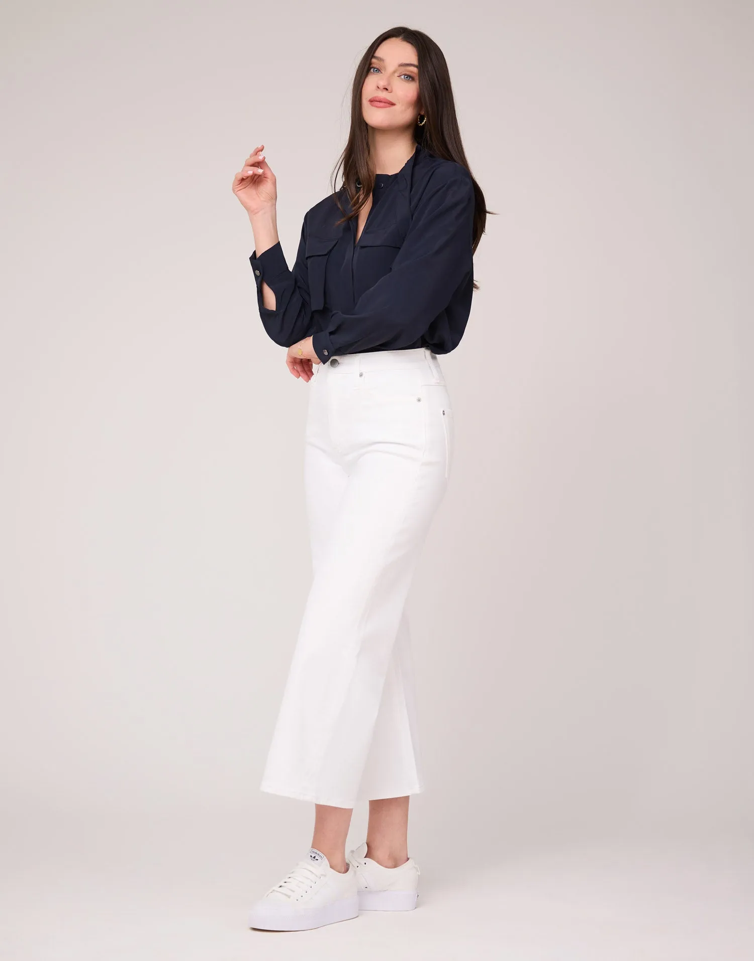 LILY WIDE LEG JEANS / WHITE SHELL